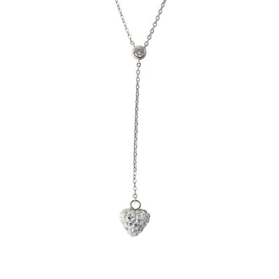 Dije Cadena Plata .925 con Corazón Shambala Pavé Cristal Acabado Rodio Westies Plata