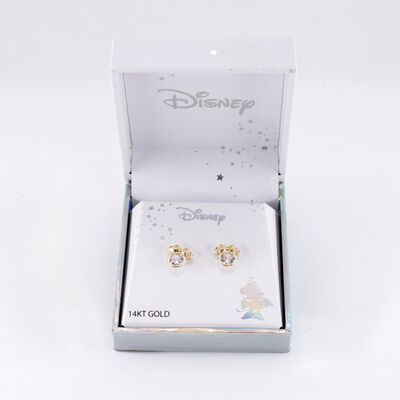 Aretes Minnie Moño Dorado Oro 14K Disney